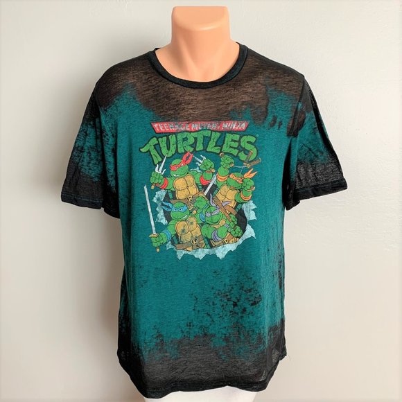 Nickelodeon Other - TMNT Ninja Turtles Black & Green Burnout Tee